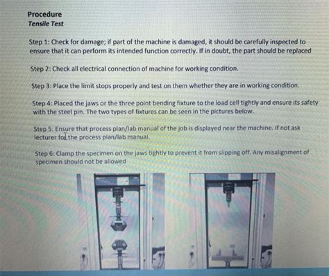 procedure of tensile test|tensile test step by.